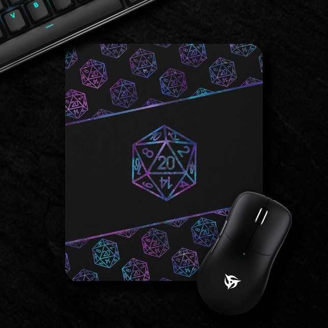 Purple D20 Pattern | RPG Tabletop Role Player Dice Mouse Pad (Creator Uploaded)