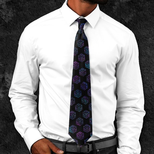 Purple D20 Pattern | RPG Tabletop Role Player Dice Tie (Creator Uploaded)