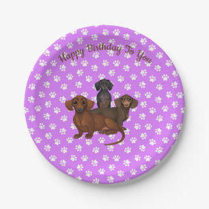 Purple Dachshund Party Plates