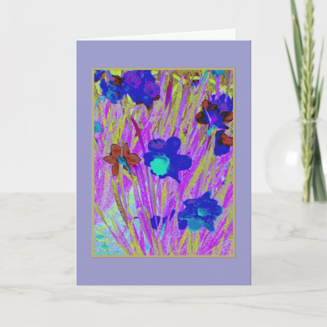 'Purple Daffodils' Greeting Card (Front)