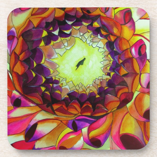 Purple Dahlia abstract original flower art Coaster (Front)