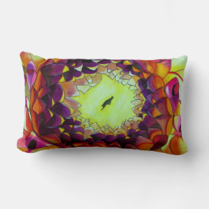 Purple Dahlia abstract original flower art Lumbar Cushion
