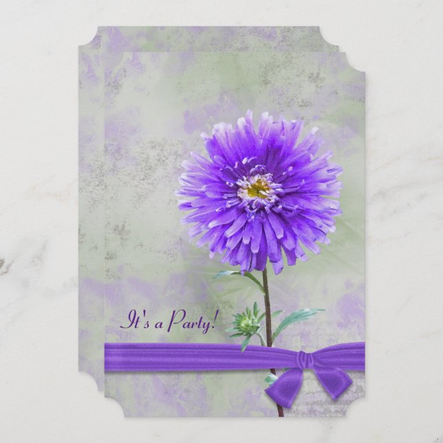 Purple Dahlia Birthday Party Invitation (Front/Back)