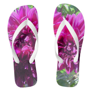 Purple Dahlia Flower Flip Flops