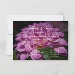purple dahlia flower RSVP wedding invitation