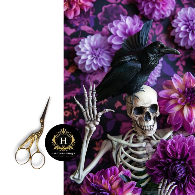 Purple Dahlia Gothic Skeleton Skull Decoupage  Tissue Paper (Creator Uploaded)