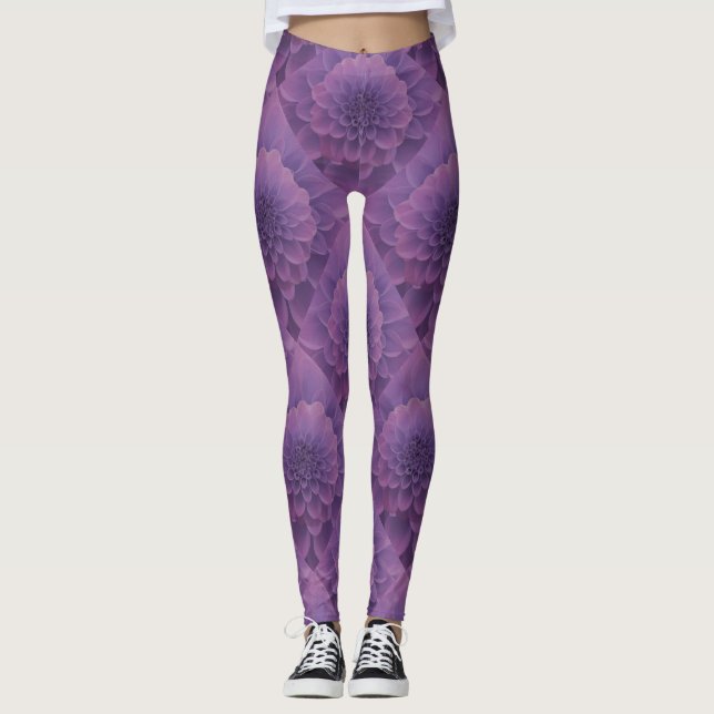 Purple Dahlia Leggings (Front)