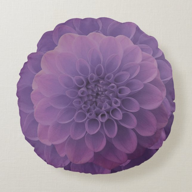 Purple Dahlia Round Cushion (Front)