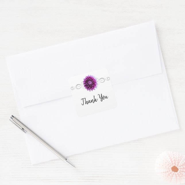Purple Dahlia Thank You Sticker (Envelope)