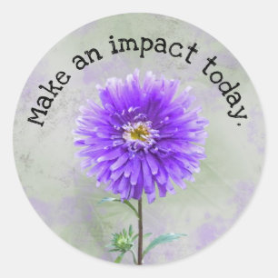 Purple dahlia watercolor inspiration classic round sticker
