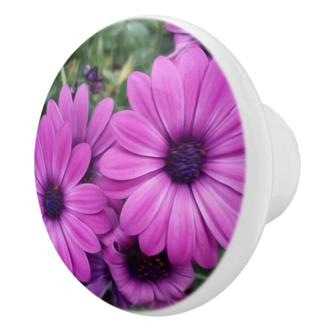 Purple daisies ceramic knob (Right)