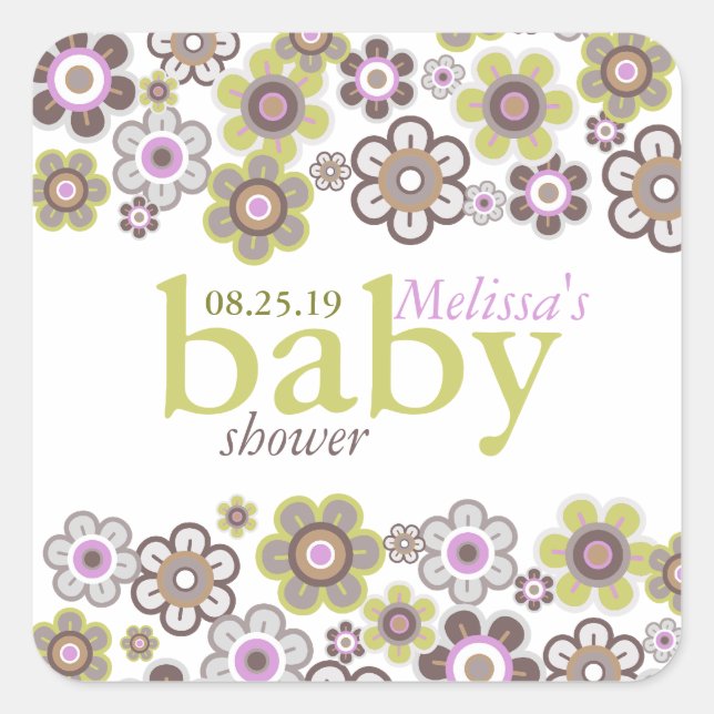 Purple Daisies Flowers Blooms Baby Shower Gift Tag (Front)