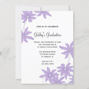Purple Daisies Graduation Party Invitation
