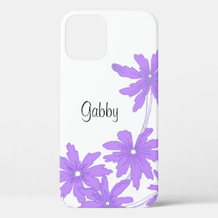 Purple Daisies on White iPhone 12 Case