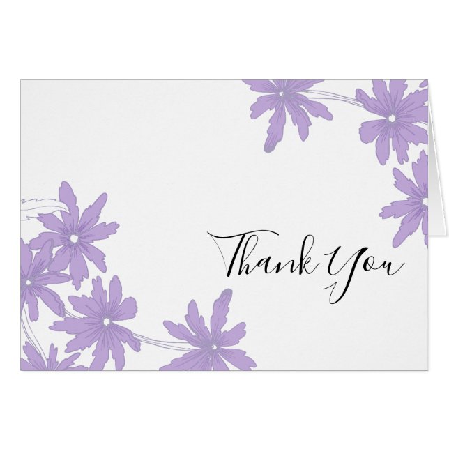Purple Daisies on White Thank You (Front Horizontal)