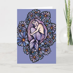 Purple Daisies Sleeping Mermaid Card