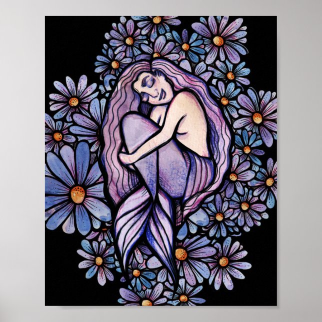 Purple Daisies Sleeping Mermaid                    Poster (Front)