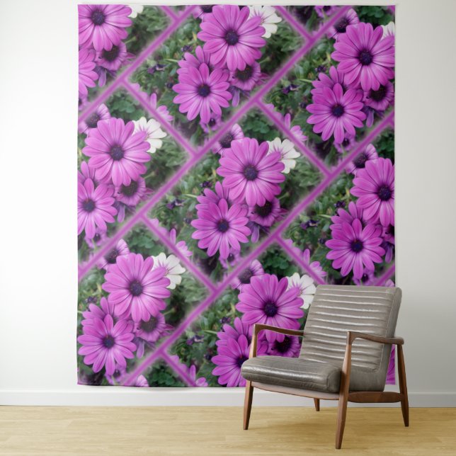 Purple daisies tapestry (In Situ)