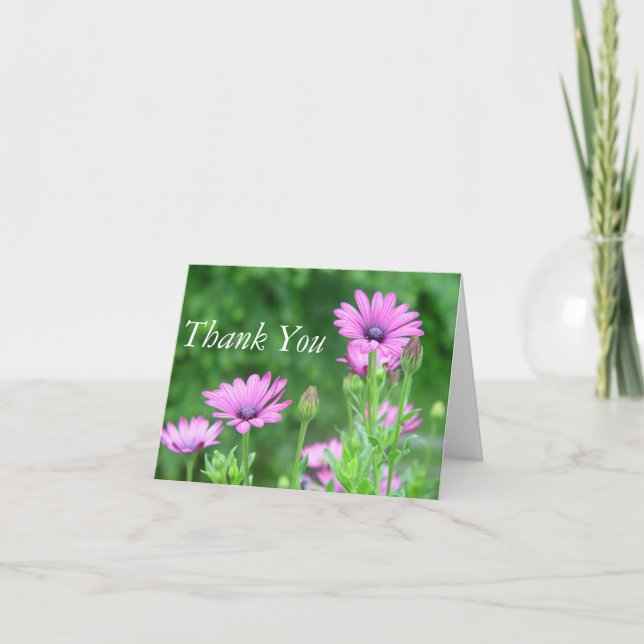 Purple Daisies-Thank You Note Thank You Card (Front)