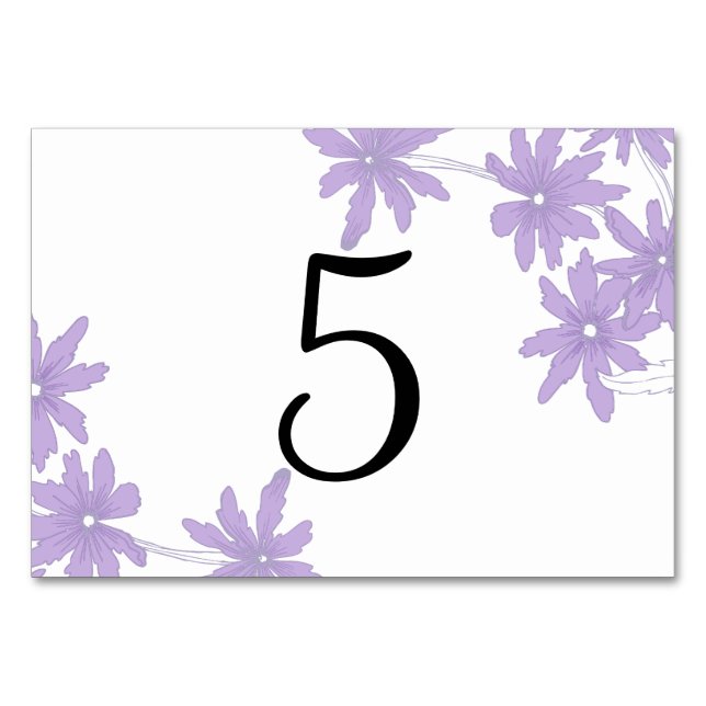 Purple Daisies Wedding Table Numbers (Front)