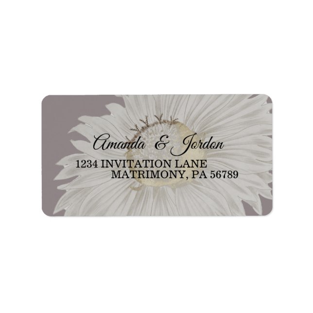 Purple Daisy Antique Wedding RSVP Address Label (Front)