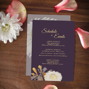 Purple Daisy Antique Wedding Schedule Enclosure Card