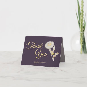 Purple Daisy Antique Wedding Thank You Card