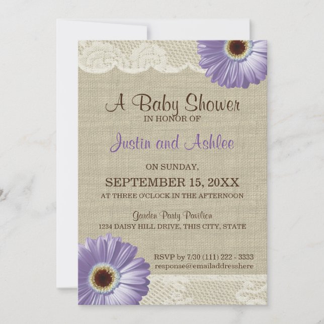 Purple Daisy Baby Shower Invitation (Front)
