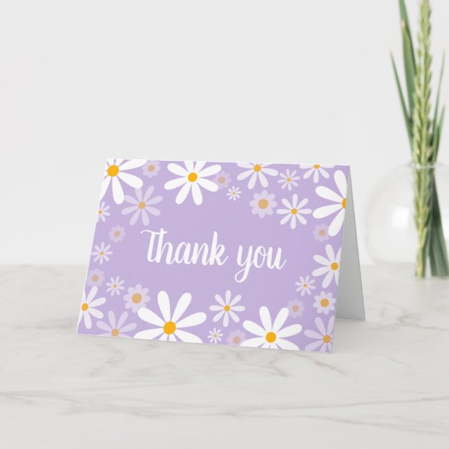 Purple Daisy Baby Shower  Thank You Card (Front)