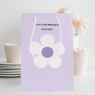 Purple Daisy Birthday   Elegant Floral  Medium Gift Bag