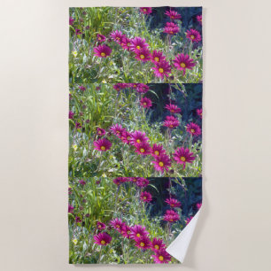 Purple Daisy Field, Beach Towel