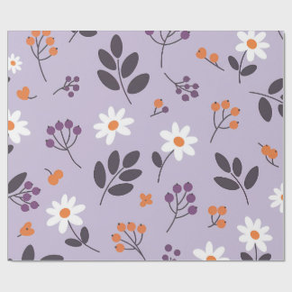 Purple Daisy Floral Pattern - Seamless Botanical  Wrapping Paper