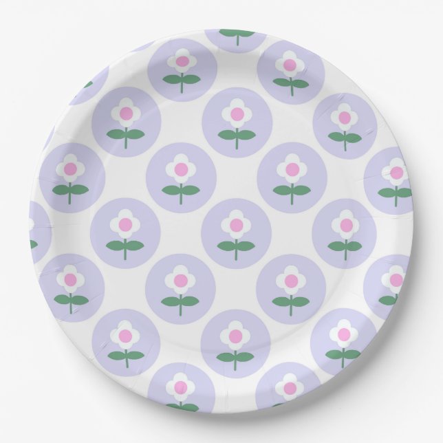 Purple Daisy Flower Baby Shower in Bloom Party Paper Plate (Front)