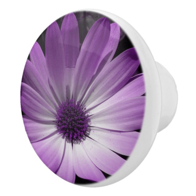 Purple Daisy Flower Ceramic Knob (Right)