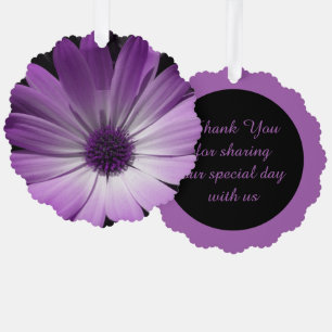 Purple Daisy Flower Custom Wedding Tree Decoration Card