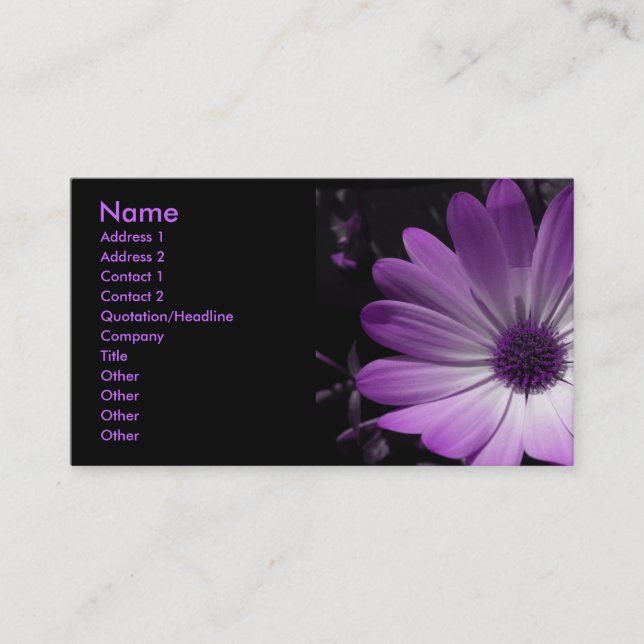 Purple Daisy Flower Customisable Business Card (Front)