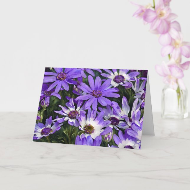 Purple Daisy Flower Daisies Art Note Card (Orchid)