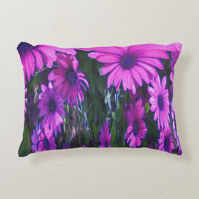 Purple Daisy Flower Fantasy Floral Abstract Art Decorative Cushion (Front)