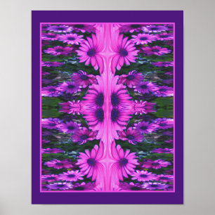 Purple Daisy Flower Fantasy Floral Abstract  Poster