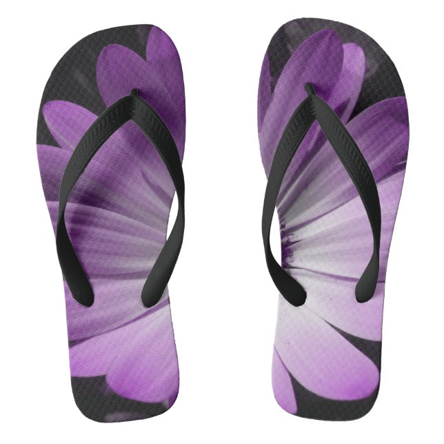 Purple Daisy Flower Flip Flops (Footbed)