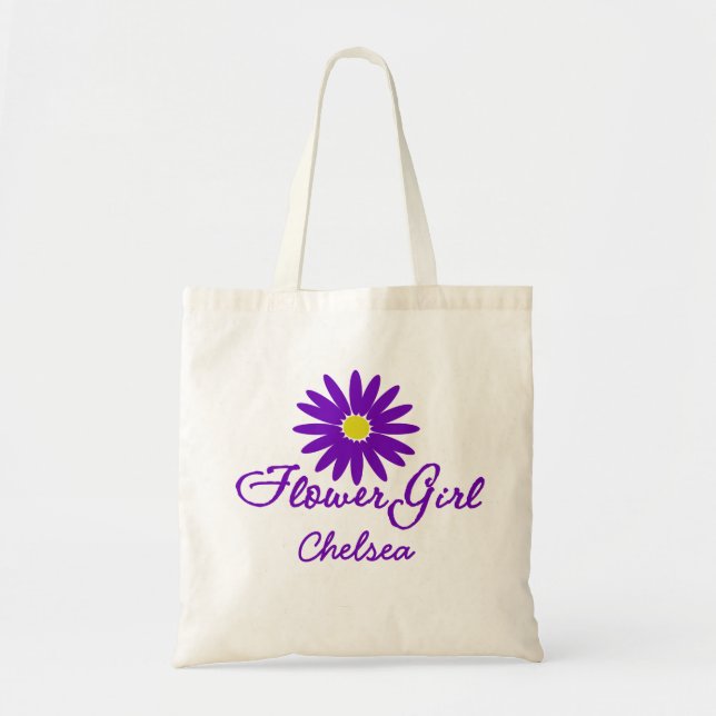 Purple Daisy Flower Girl Tote Bag (Front)