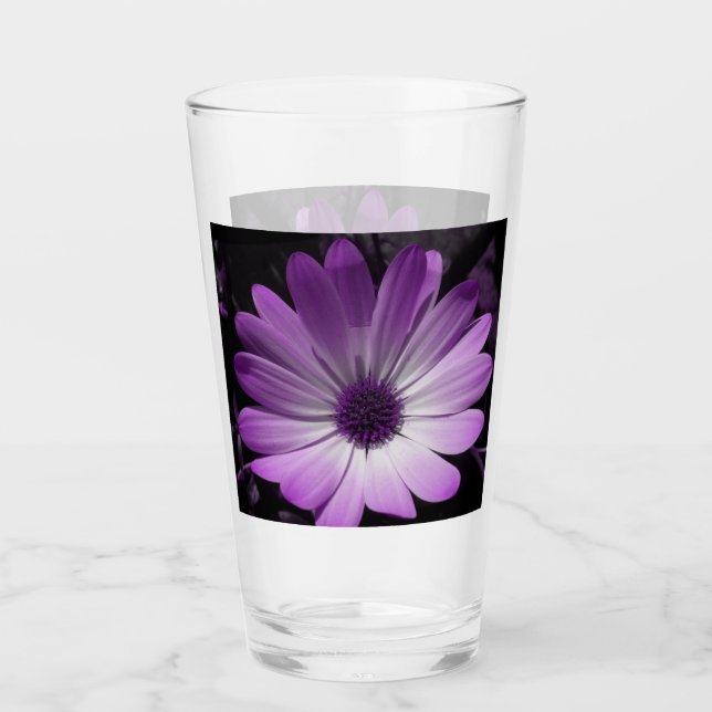 Purple Daisy Flower Glass (Front)