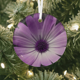 Purple Daisy Flower Glass Tree Decoration