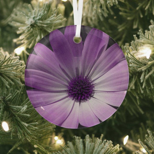 Purple Daisy Flower Glass Tree Decoration (Insitu)