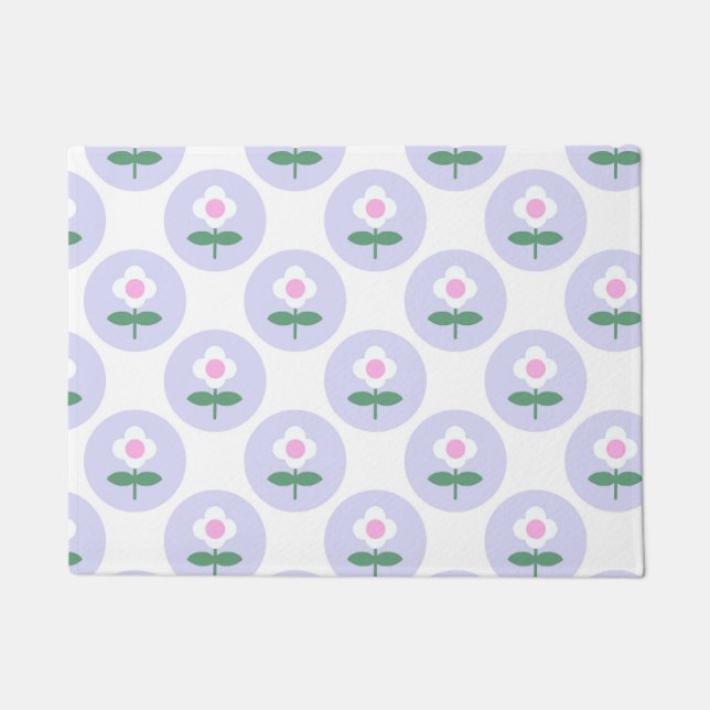 Purple Daisy Flower Housewarming Fun Gift Doormat (Front)