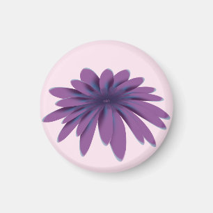 Purple Daisy Flower Illustration   Floral Botanica Magnet