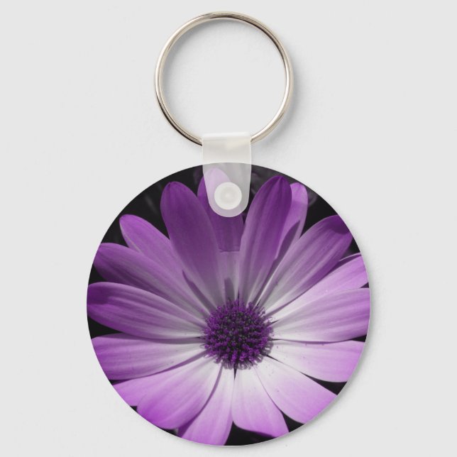 Purple Daisy Flower Keychain (Front)