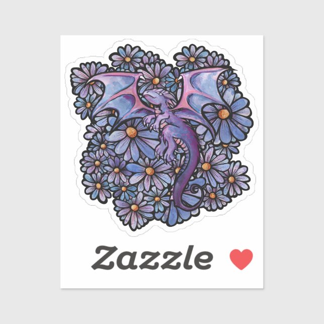 Purple Daisy Flowers Dragon                        (Sheet)
