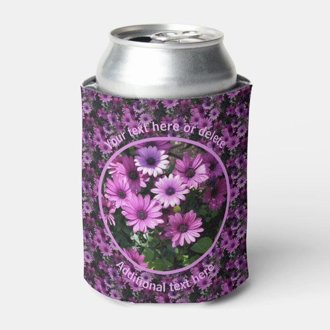 Purple Daisy Flowers Nature Personalised  Can Cooler (Can Front)