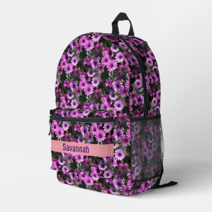 Purple Daisy Flowers Pattern Personalised Printed Backpack